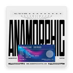 Anamorphic coffee package with black text and a blue label on a white background